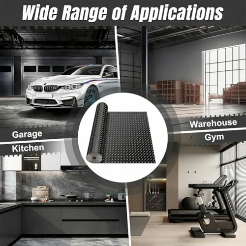 LITA Garage Floor Mat, PVC Flooring Roll Thickened Garage Mats, Heavy Duty Parking Mat Waterproof Nonslip Floor Protector for Car, Trailer, SUV, Basement, Gym (Black) (1 Feet x 13 Feet) - size: 1FTx13FT