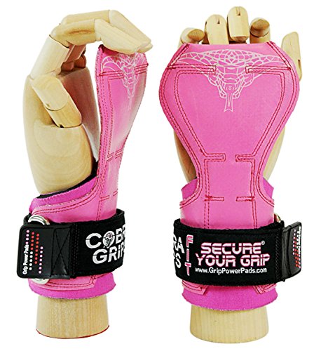 Cobra Grips Weight Lifting Gloves with Adjustable Neoprene Padded Wrist Wraps - Heavy Duty Alternative to Power Lifting Hooks for Deadlifts - color: FIT Pink Rubber, size: 4.25 - 7.0"