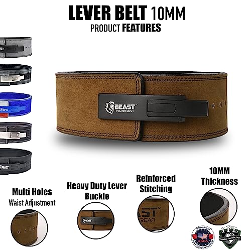 Beast Power Gear Weight Lifting Belt Lever Buckle 10MM 13MM Thick & 4 Inches Free Strap Weightlifting, Powerlifting, Deadlifts, Squats Men Women - color: Green Olive, size: Medium
