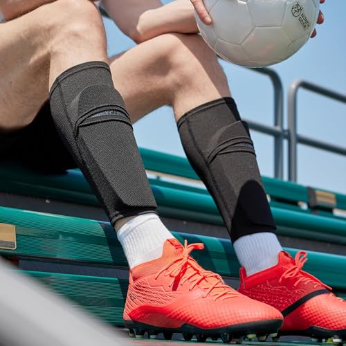 Northdeer Soccer Shin Guards Sleeves with Optimized Insert Pocket(1Pair) - color: black, size: XL (5'11"-6'7")