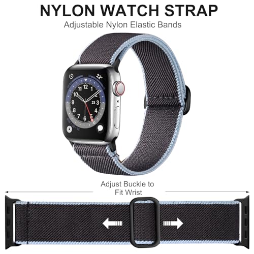 Adorve Stretchy Band Compatible with Apple Watch Bands Ultra 3/2/1 49mm 46mm 45mm 44mm 42mm 41mm 40mm 38mm Men Women, Soft Nylon Elastic Braided Strap Fits for iWatch Series 11/10/9/8/7/6/5/4/3/SE3-1 - color: Graffiti/Camouflage/Dark Army Green/Black/Dark