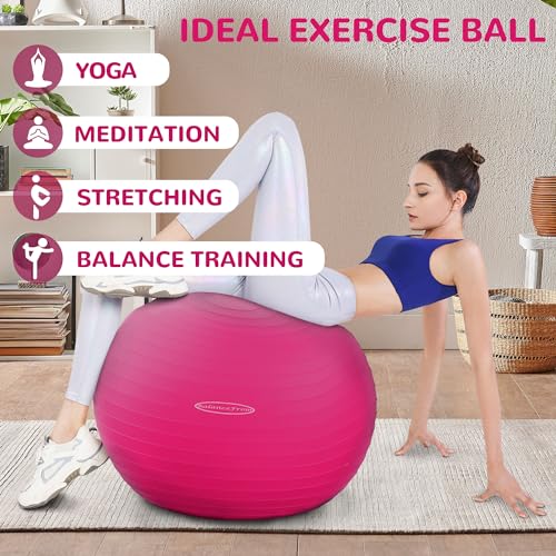 Fitvids Anti-Burst and Slip Resistant Exercise Yoga Fitness Birthing Ball with Quick Pump, 2,000-Pound Capacity, Multiple Colors and Sizes - color: Pink, style: 15-18in (38-45cm), S
