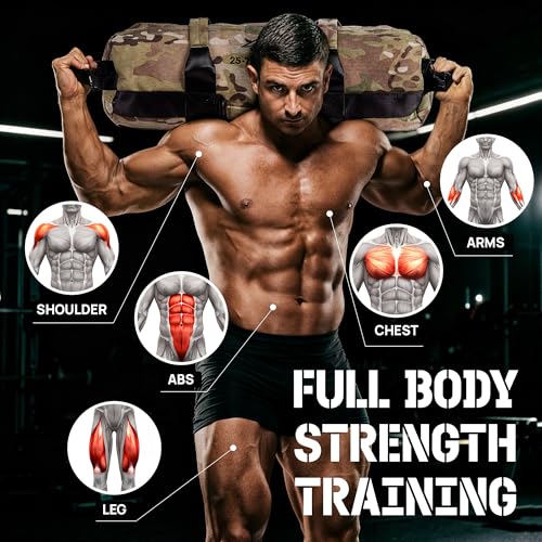 Yes4All Sandbags for Working Out, Adjustable Sand Bags for Weight Training with Handles, Multiple Colors & Sizes 5-200lbs - color: J. Camouflage - M (25-75 Lbs)