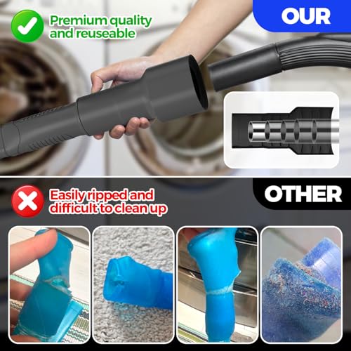Holikme Dryer Vent Cleaner Kit 2Pack - Lint Vacuum Attachment & Brush | Black Dryer Vent Vacuum Hose Attachment & Brush Reach Deep Traps - Remove Hidden Lint, Speed Drying & Reduce Fire Risk - color: Black