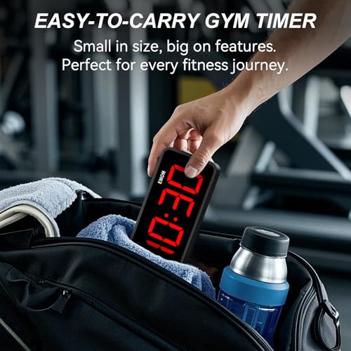 Acedeck Portable Gym Timer Clock: Fitness Digital Clock with Strong Magnet - Remote Control for Fitness Enthusiasts - Powerful Battery for Home Gym Garage Boxing - color: Black