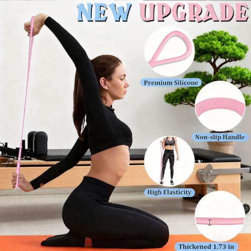 Resistance Bands with Handles,Figure 8 Resistance Band Elastic Fitness Bands Exercise Band for Home Yoga Gym Workout - color: Pink-15LB