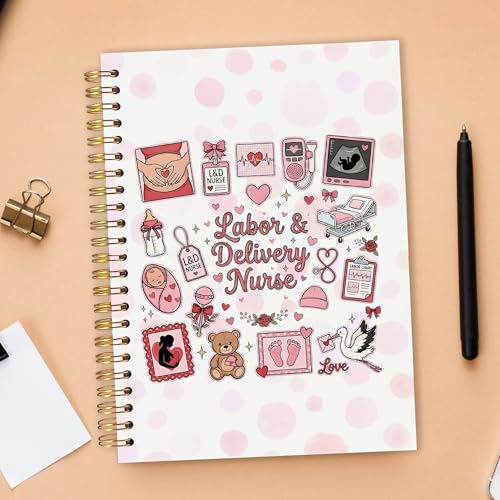 Labor and Delivery Nurse Gifts Spiral Notebook 5.5x8.3 in, NICU Nurse Gifts, Retro Boho Nursing Hardcover Notebook Journal for Women - color: Labor and Delivery Nurse Gifts