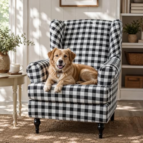 NILUOH Wingback Chair Slipcover 2 Pieces, Stretch Spandex Wingback Chair Covers Washable Slipcover for Wingback Armchairs Non-Slip Furniture Protector with Elastic Bottom for Living Room - color: 14