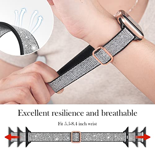 LETOID Stretchy Bands for Apple Watch Band Women Men Adjustable Solo Loop | Skin-Friendly Elastic Nylon Replacement Strap, iWatch Series 11 10 9 8 7 6 5 4 3 2 1 SE Ultra 49 46 45 44 42 41 40 38mm - color: 6-Pack: Irid Black/Black/Silver/Purple/Blue/Navy,