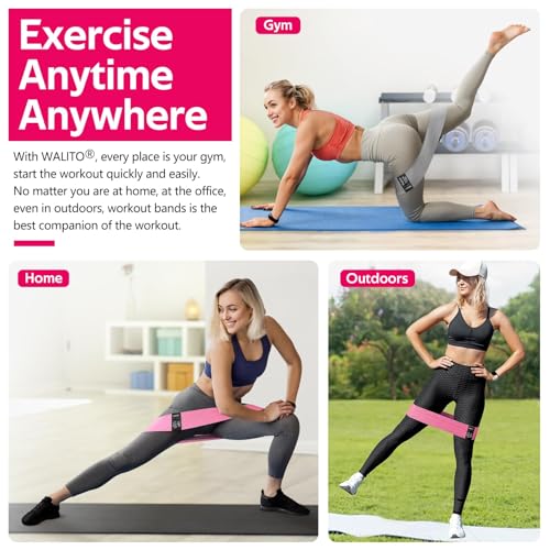 WALITO Resistance Bands for Working Out, Fabric Exercise Bands for Legs and Butt, Workout Bands for Women and Men, Booty Band for Yoga Starter Set, Pilates, Rehab, Fitness and Home Workout - color: 3.Grey,Pink,Black