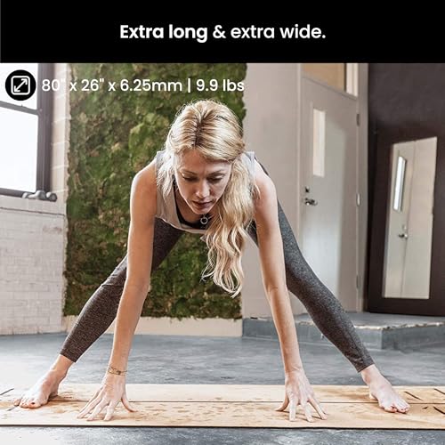 Luxury Cork Yoga Mat - Non Slip, Extra Thick Grip. Thicker, Longer, and Wider for More Comfort and Support. Tough Enough For Hot Yoga. Natural, Non Toxic, and Eco Friendly. Optional Alignment Lines. - color: Warrior, size: Extra Thick 80" x 26" x 0.26"