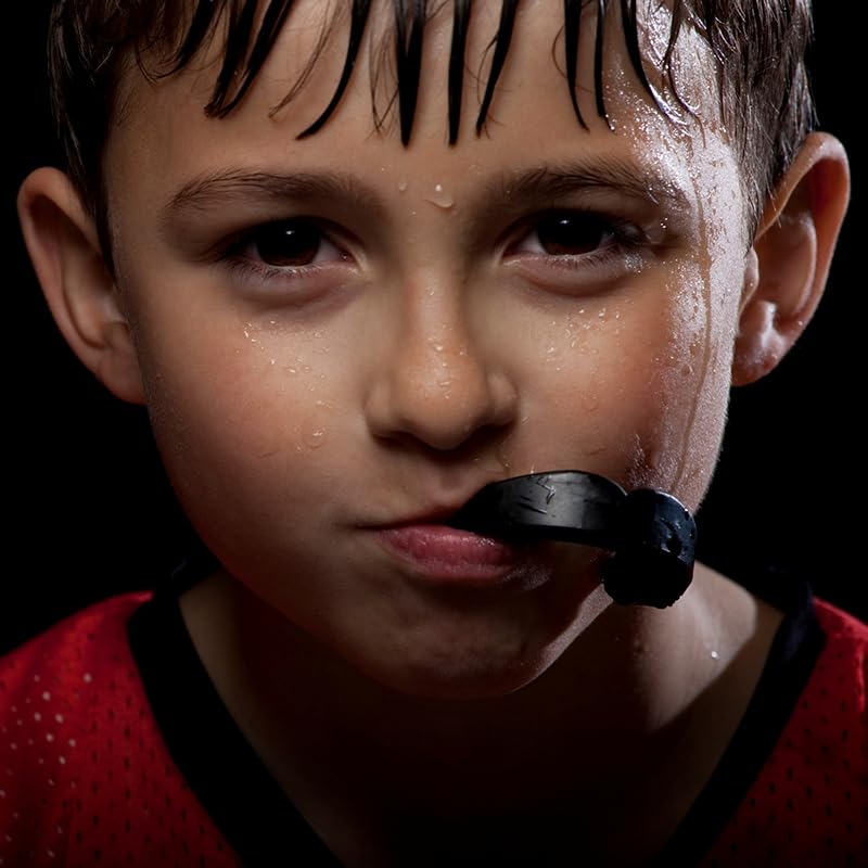 Oral Mart Youth Sports Mouth Guard for Kids (USA Flag, Fangs, 20+ Colors to Choose from) Mouthguard for Football, MMA, Karate, Boxing, Rugby, BJJ, Flag Football – /w Case (Youth, Strapless) - color: Ninja