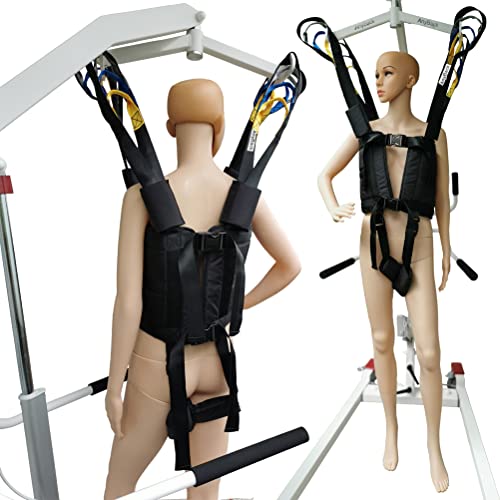 Patient Lift Sling Medical Aid Standing Transfer Belt Walking Strap Heavy Duty Carrier Fold Up Full Body Get Up Sit to Stand Assist for Elderly Senior AnyBack Black