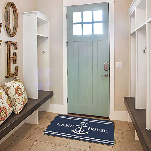 Mingnei Lake House Doormat Door Mat for Home Entrance, Nautical Anchor Floor Mats for House Front Indoor Inside Outdoor Outside Entryway Rug 30 x 17 Welcome Mat