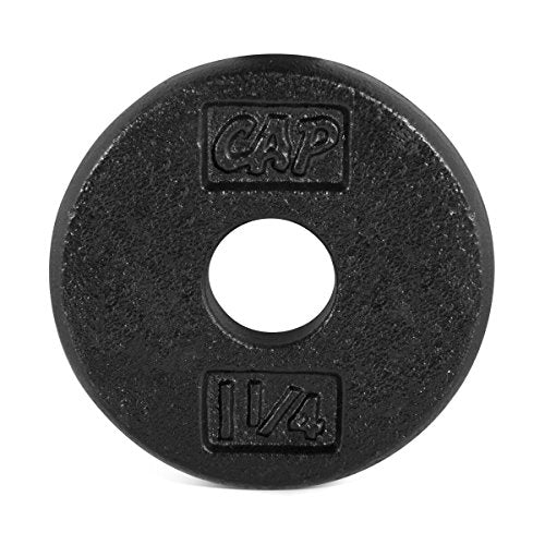 CAP Barbell Standard 1-Inch Cast Iron Weight Plates - Singles & Sets | 1.25-50 lbs | Multiple Options - color: Black, size: 1.25 lb, Single