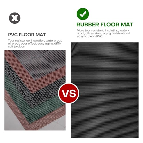 3mm Coin-Grip Rubber Flooring Roll - Easy to Cut Waterproof Anti-Slip Mat, Heavy Duty Floor Protection for Garage, Gym, Stable, Basement, Kennel, 4' x 8' - size: 4 ft x 8 ft x 0.1 in