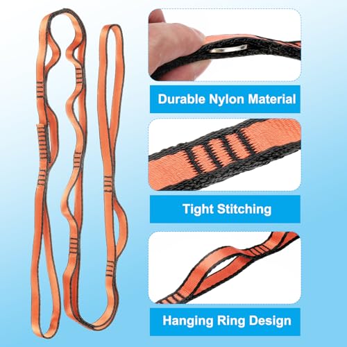 PATIKIL Daisy Chain Straps, Strong Climbing Strap Adjustable Nylon Chain Sling with Loops for Aerial Yoga Hammock Swing - color: Orange, size: 51 Inch