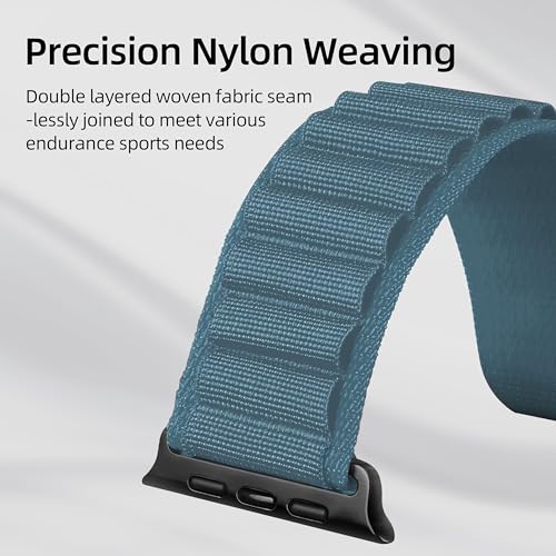 Alpine Nylon Sport Bands Compatible with Apple Watch Ultra Band 49mm 46mm 45mm 44mm 42mm Men Women, Stretch Loop Strap with D-Hook for iWatch Series 10 Ultra SE 9 8 7 6 5 4 3 2 1 (B-Light Blue, 49mm/46mm/45mm/44mm/42mm(Series 3)) - color: B-Light Blue, si