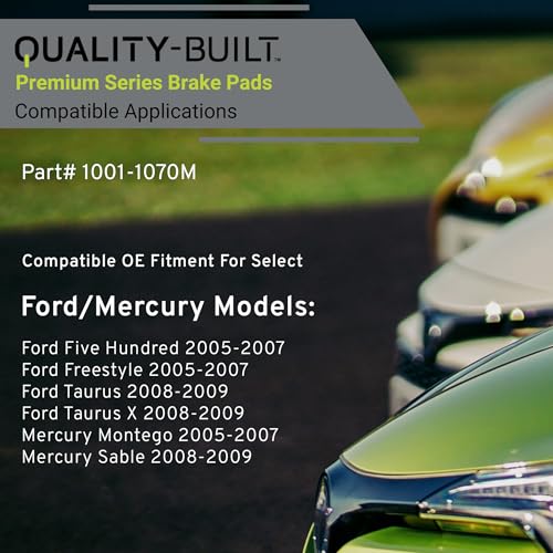 QUALITY-BUILT Front Semi-Metallic Brake Pads, Premium 1001-1070M, Compatible with 2005-2009 Ford/Mercury (Five Hundred,Freestyle,Montego,Sable,Taurus,Taurus X) - size: BP1070-M