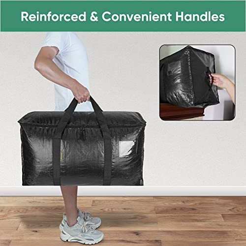 BALEINE 2-Pack Oversized Moving Bags with Reinforced Handles, Heavy-Duty Storage Tote for Clothes, Moving Supplies (Black, 2-Pack) - color: Black, size: 2-Pack