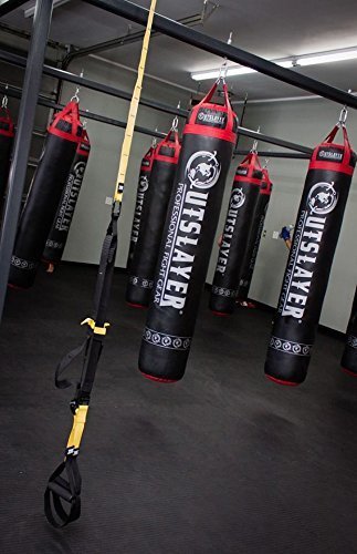 Outslayer Muay Thai Kickboxing Heavy Punching Bag – 6ft 130 lb – Made in USA – for MMA, Boxing & Training - color: Black/Red, size: Without Bottom D-Ring