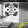 Custom Wall Decals Create Your Own Text with Crossed Barbells Stars - Fitness and Gym Vinyl Lettering Stickers for Walls and Windows - Customized Gym Vinyl Stickers - color: Dec 20