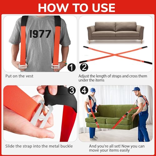 Ytonet Moving Straps, Lifting Straps for Move Furniture, 2-Person Shoulder Lifting and Moving System for Appliances, Mattresses, Heavy Objects up to 800lbs, Furniture Strap Round Sling, Orange - size: 120 inches