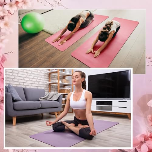 Timgle 24 Pack 68" x 24" Yoga Mat Bulk, 4mm Thick Extra Long Sports Mat Anti Slip Tear Resistant Yoga Exercise Set for Fitness Stretching Home Workout Gym and Studio - color: blue, pink, green, purple, brown, khaki