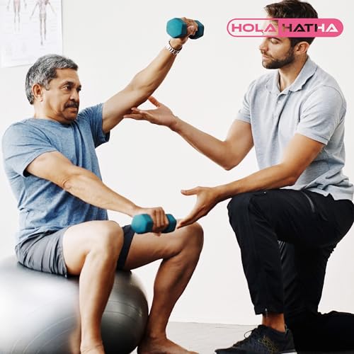 HolaHatha 1, 2 and 3 lb Neoprene Dumbbell Strength Training Weight Set with Rack - color: Blues, size: 20 LB