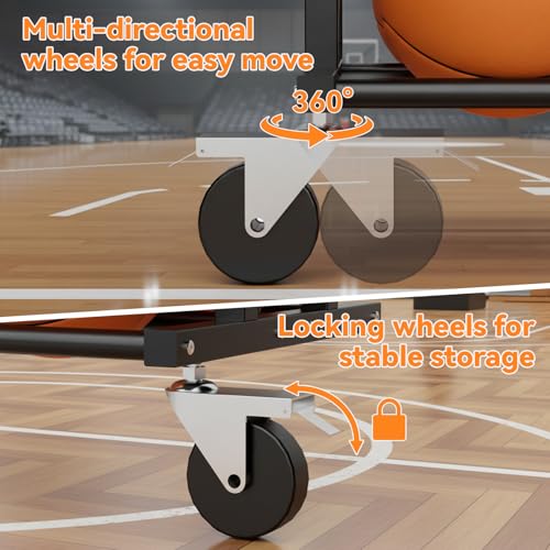 Basketball Racks for Balls, Heavy Duty Ball Cart with Wheels, Basketball Storage 3-Tier 20-Ball Heavy Duty Ball Cart for Gym Garage,Drop Pin for Shooters Preference