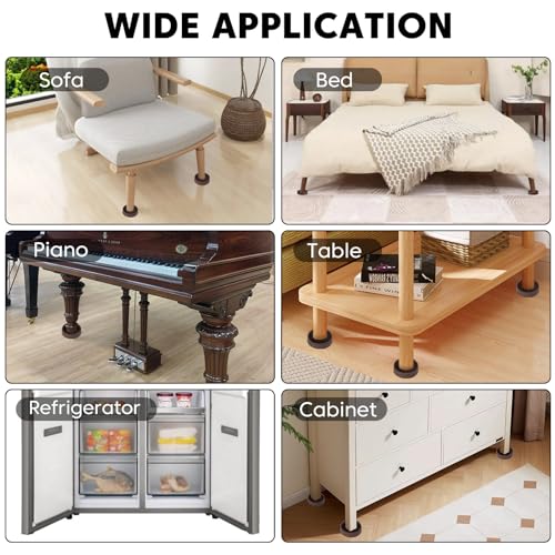 Rubber Furniture Pads for Hardwood Floors,4 PCS 3"x3" Non Slip Furniture Pads,Furniture Casters Cups Floor Protectors for Table Bed Couch Stoppers to Prevent Sliding,Brown,Round - size: 4PCS 3“x3” Brown