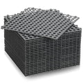 Tinideya 24 Modular Interlocking Floor Mat Rubber Tiles 12"x12" Drainage Interlocking Tiles Drain Holes Non-Slip Drainage Mats for Pool, Kitchen, Shower, Patio Pet Areas (Gray) (Round)