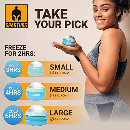 Sparthos Cold Massage Roller Ball - Fitness Cryosphere Massager - Cryo Cryocup Ice Massage Cups - for Muscle, Face, Body Muscles - Manual Polar Icing Cooling Balls - Freeze Tools (Mint/Blue, 70mm) - color: Electric Blue, style: 70mm (Pack of 1)