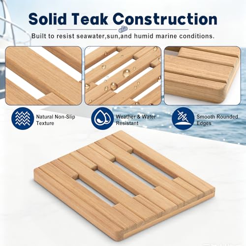 Novabright Teak Swim Platform for Boats, Marine Teak Wood Decking Step/seat, 18" x 15" x 1.3" Non-Slip Boat Boarding and Resting Accessory Universal Replacement for Yacht, Sailboat, Dock