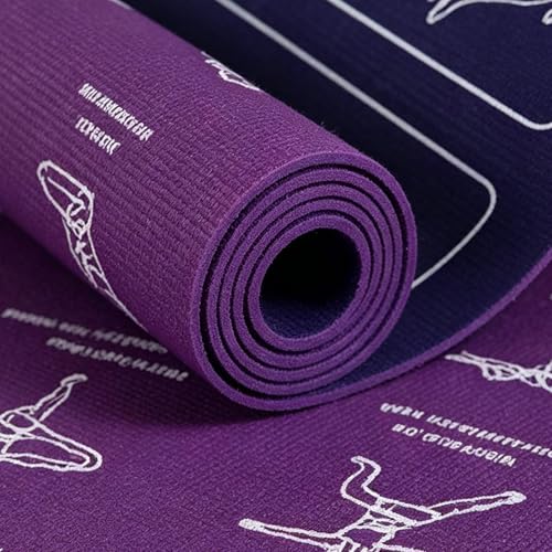 Yoga Mat Thick with Poses Stretches Double-Sided | Yoga Mat Non Slip Workout for Indoor Floor Home Travel Gym Studio Pilates Outdoor Balance Kneeling Physical Training