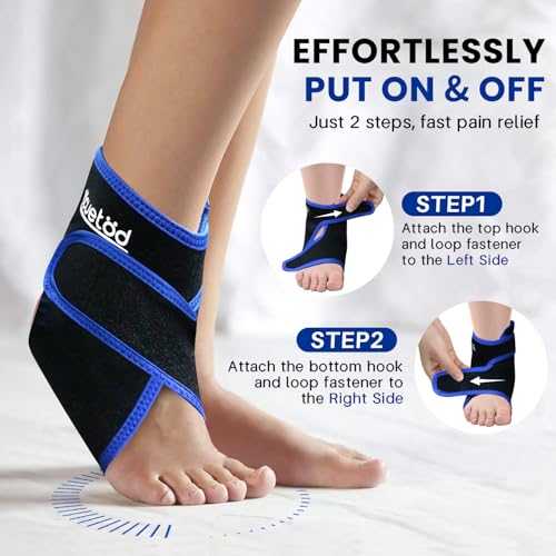 Ankle Ice Pack Wrap Reusable Gel Cold Compression for Foot Discomfort Ice Wrap for Feet Swelling and Recovery Plantar Fasciitis Achilles Tendonitis Sprained Ankles Heel Spur Pain Relief (Black) - color: Black