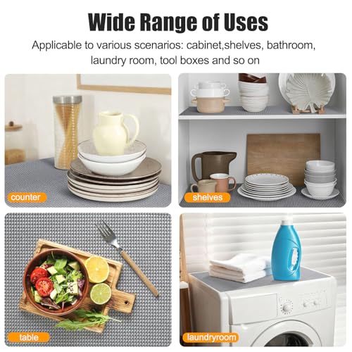 Songrey Non-Adhesive Drawer and Shelf Liner, Non Slip Cabinet Liners, Protect Kitchen Cupboard, Bathroom Drawers, Breathable, Thick Strong Grip mat (20IN x 30FT, Dark Gray) - color: Dark Gray, size: 20"W x 360"L
