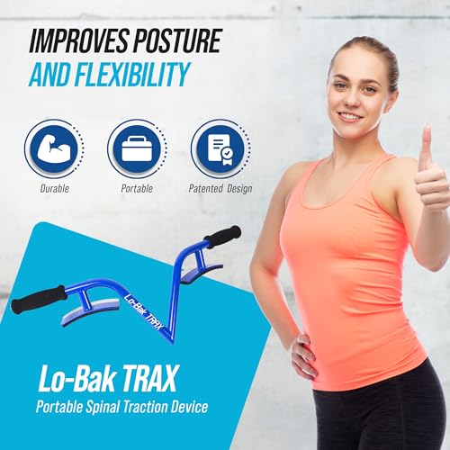 EZ-Bak Lo-Bak TRAX Lumbar Spine Stretcher - Upper & Lower Back Stretcher Pain Relief – Portable Spine Decompressor & Back Cracking Device for Herniated Discs, Sciatica, Scoliosis - Blue - color: Blue