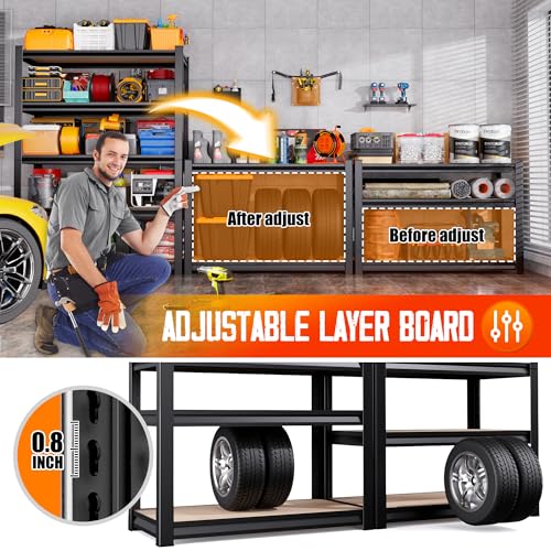 71"H-35"W Garage Shelving-2050LBS 5 Tier Storage Shelves,Adjustable Heavy Duty Metal Shelving Unit and Storage Large Rack,Utility Steel Shelf For Shop Warehouse Industrial Pantry Basement - size: MDF/35"Wx16"Dx71"H