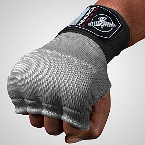 Hayabusa Quick Gel Hand Wrap Boxing Gloves | Slip-On Design, Padded Knuckle Protection, Hook and Loop Closure, Muay Thai Kickboxing, Men and Women, Sparring - color: Grey, size: Medium