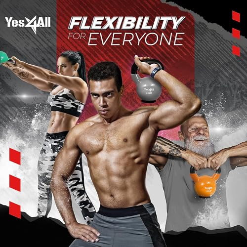 Yes4All Kettlebells Rubber Base, Kettlebell Set for Women, Strength Training Kettlebells Weights (10-65 lbs) - color: G. 30LB - Red