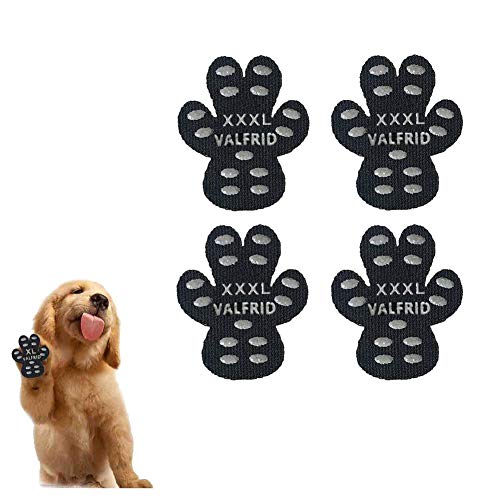 VALFRID Dog Paw Protector Anti-Slip Grips to Keeps Dogs from Slipping On Hardwood Floors,Disposable Self Adhesive Resistant Dog Shoes Booties Socks Replacement XXXL 24 Pieces - size: XXXL (3.46" x3.1",80+ lbs)