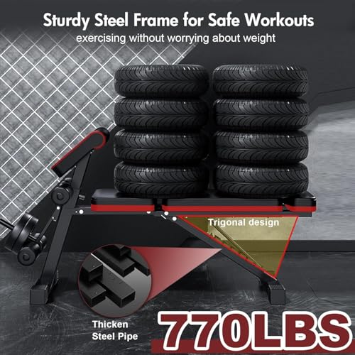ALSO GO Adjustable Weight Bench, Workout Benches with Leg Extension, Foldable Incline Decline Bench Press, Roman Chair, Full Body Strength Training Equipment for Home Gym - color: Charcoal