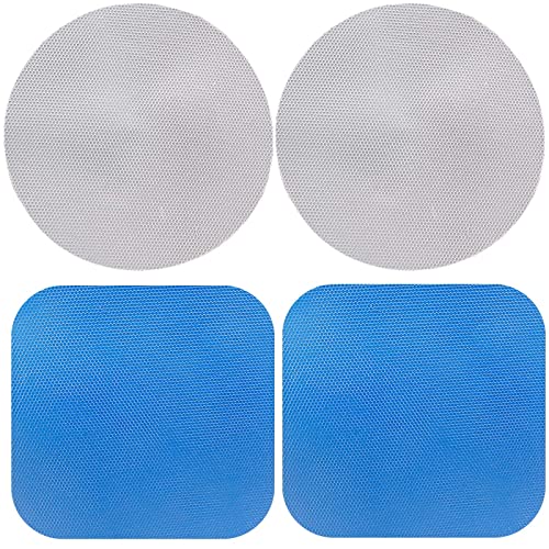 Jiozermi 4pcs Rubber Jar Opener Gripper Pads, Blue and Grey | Anti-Slip, Multi-Purpose, Kitchen Coasters, Bottle Lid Openers - color: Round Grey+Square Blue