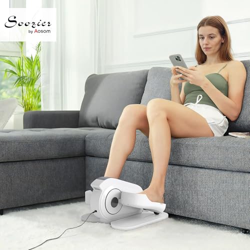 Soozier Under Desk Elliptical Machine for Seniors with Manual & Auto Mode | Electric Ellipse Leg Exerciser while Sitting, Massage Pedal, Remote Control, 10 Adjustable Speeds, Quiet, Portable