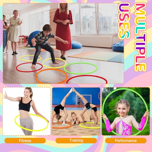 Sratte 12 Pcs Toy Hoop for Kid Detachable Adjustable Toy Hoop Colored Exercise Ring Plastic Circle for Kid Teen Gymnastics Equipment Require Self Assembly(28 Inch,Warm Colors) - color: Warm Colors, size: 28 Inch