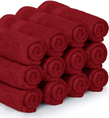Utopia Towels 12 Pack Premium Wash Cloths Set, 12 by 12 Inches, 100% Cotton Ring Spun, Highly Absorbent and Soft Feel Essential Washcloths for Bathroom, Spa, Gym, and Face, Red - color: Red, size: 12 Wash Cloths