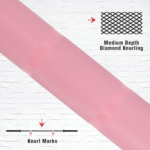 7ft Olympic Barbell 28mm 45lb – 500/700/1000LB Bar for Home Gym | Ceramic coated steel. Smooth spinning sleeves. Fits 2" plates. For snatch, clean and jerk, squats, deadlifts, bench press. - color: Pink-500LBS