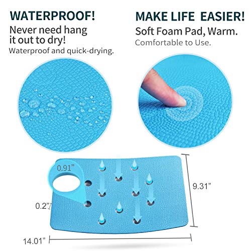 Shower Stool Cushion Non Slip Soft Pad with Holes, Grip Mat for Shower Chair Bath Seat, Adhesive Backing Anti Skid EVA Rubber, Shower Bench Curtain, 14 X 9 Inches