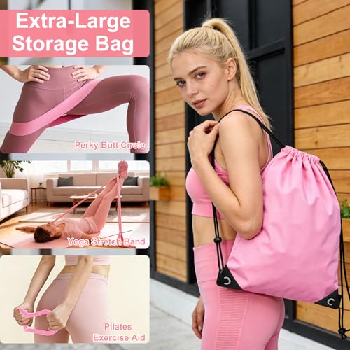 Uluck 13 PCS Pilates Kit for Women,Pilates Kit for Home Workouts, Pilates Equipment Ring and Ball Set, Home Pilates Workout Kit, Pilates Starter Kit for Women at Gym Studio Travel - color: Pale Pink